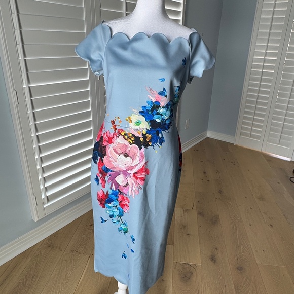 NWT Ted Baker Hailly Bardot Dress in Raspberry Ripple Size 3 US Size 8 - Picture 6 of 12